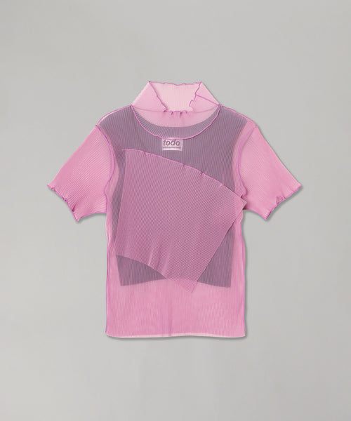 Sheer Layered Short Sleeve Top-kotohayokozawa-Forget-me-nots Online Store