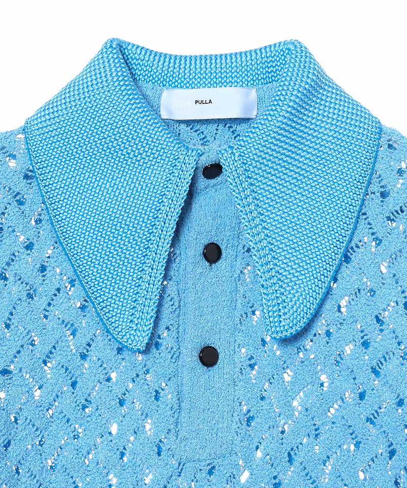 Lace Knit Polo Shirt-TOGA PULLA-Forget-me-nots Online Store