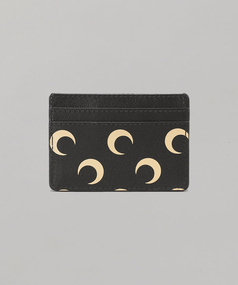 Moon Screenprint Leather Card Holder-Marine Serre-Forget-me-nots Online Store