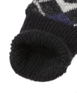 Moon Argyle Knit Fingerless Gloves-Marine Serre-Forget-me-nots Online Store