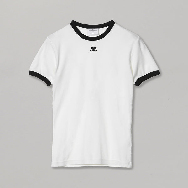 courrèges 赤 アンサンブル ブルー ホワイト　Tシャツ　 9R courrèges 赤 アンサンブル ブルー ホワイト Tシャツ 9R