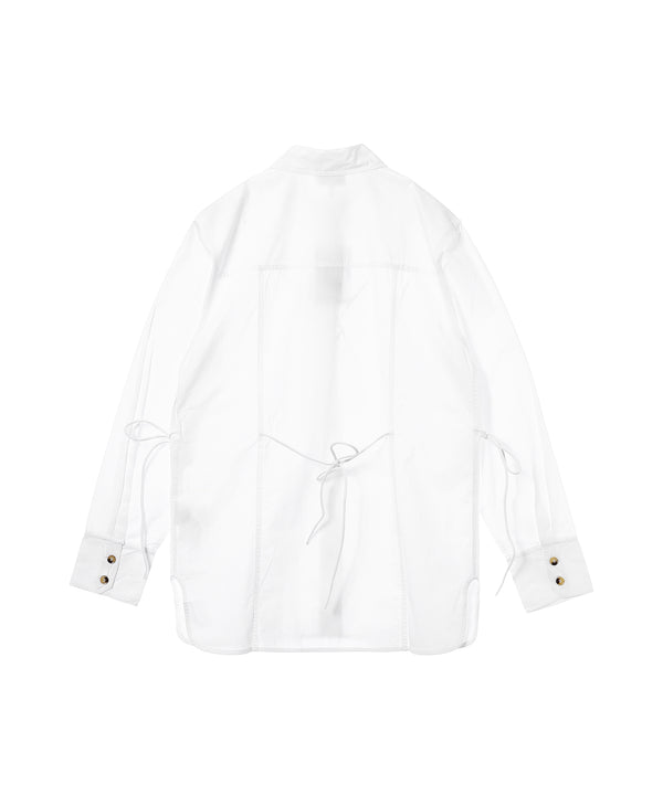 Cotton Poplin Oversized Tie String Shirt-GANNI-Forget-me-nots Online Store