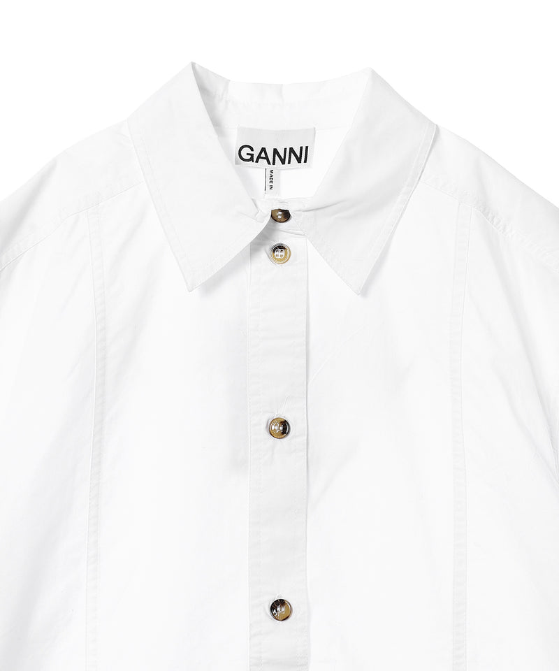 Cotton Poplin Oversized Tie String Shirt-GANNI-Forget-me-nots Online Store