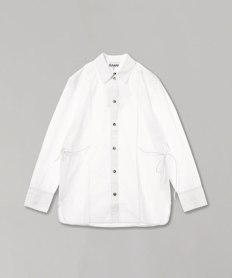 Cotton Poplin Oversized Tie String Shirt-GANNI-Forget-me-nots Online Store