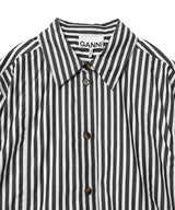 Stripe Cotton Oversized Tie String Shirt-GANNI-Forget-me-nots Online Store