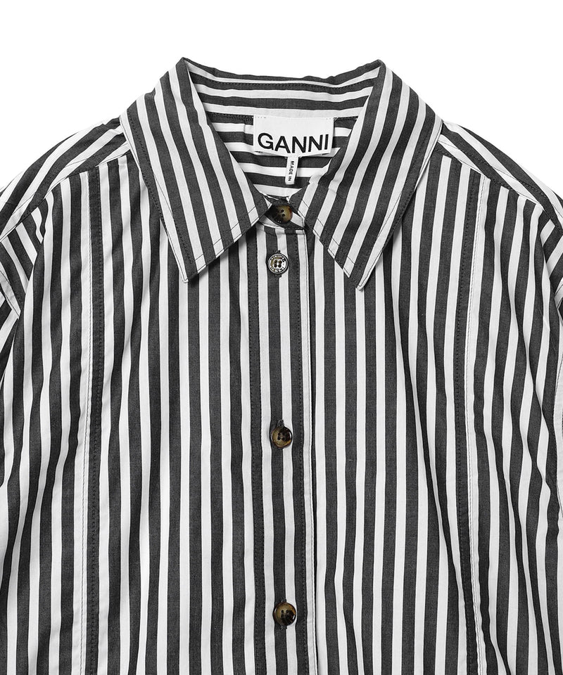 Stripe Cotton Oversized Tie String Shirt-GANNI-Forget-me-nots Online Store