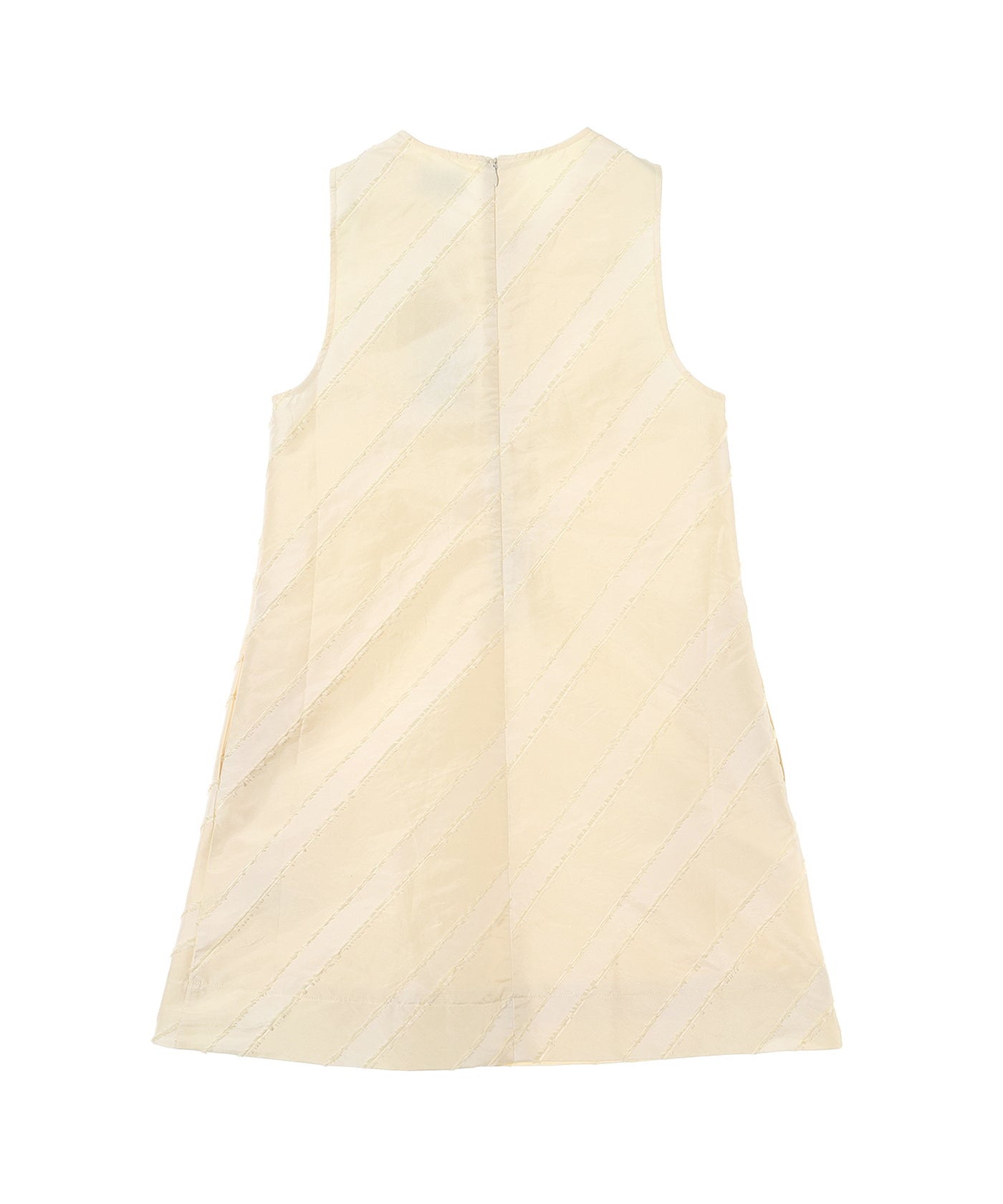 ワンピース Ganni Taffeta Dress GANNI Taffeta Puff Sleeve V Neck Front Zipper Topstitched
