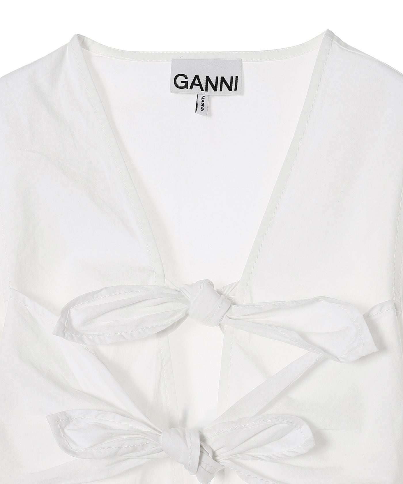 ガニー(GANNI)|Washed Stretch Cotton Tie Strap Blouse ガニー(GANNI)|Washed Stretch Cotton Tie Strap Blouse