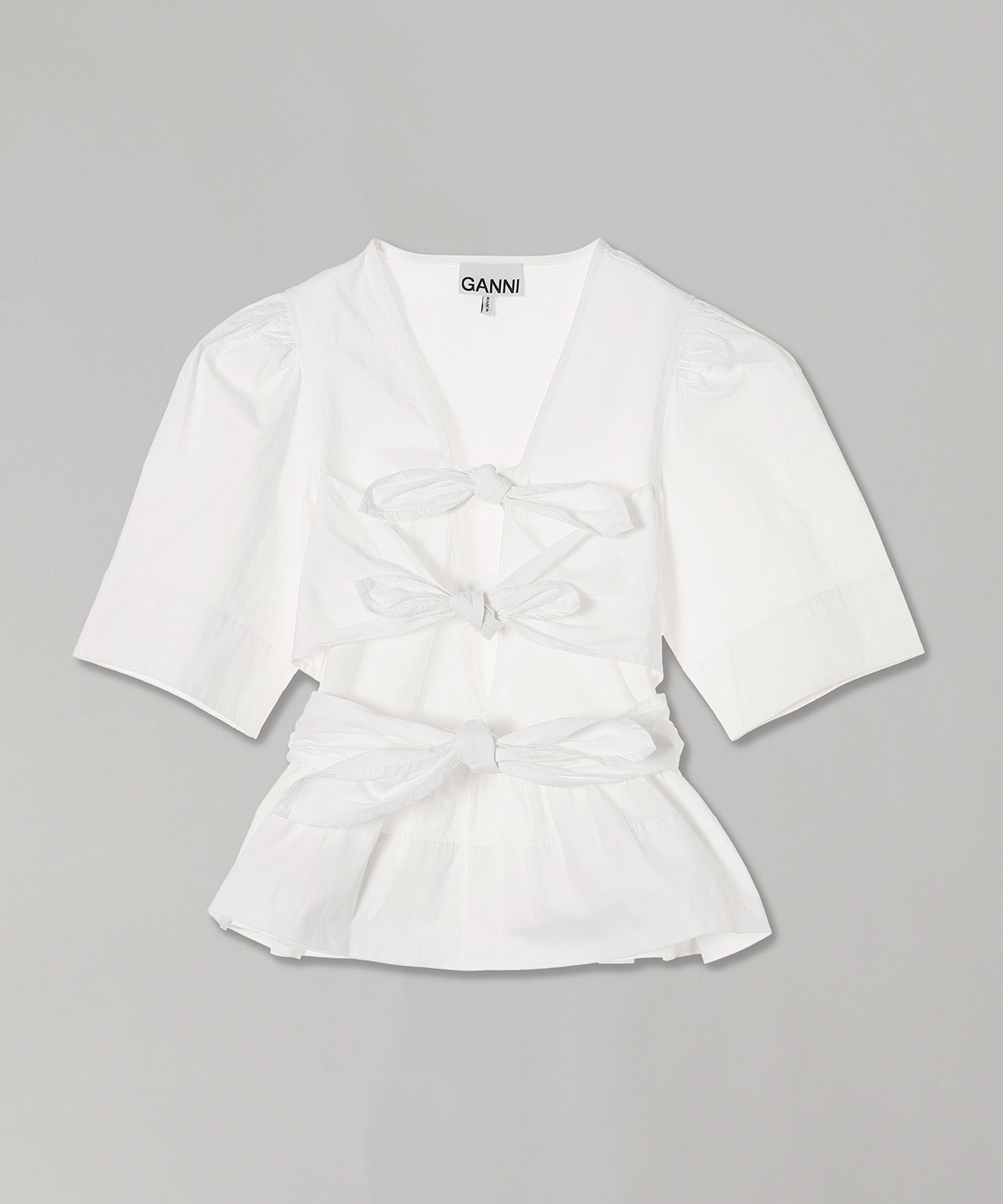 ガニー(GANNI)|Washed Stretch Cotton Tie Strap Blouse ガニー(GANNI)|Washed Stretch Cotton Tie Strap Blouse