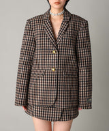 Check Wool Mix Oversized Blazer-GANNI-Forget-me-nots Online Store