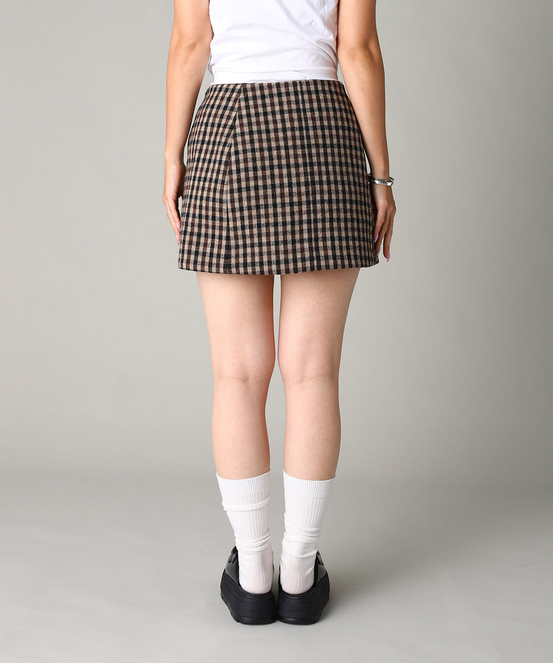 Check Wool Mix Skirt-GANNI-Forget-me-nots Online Store