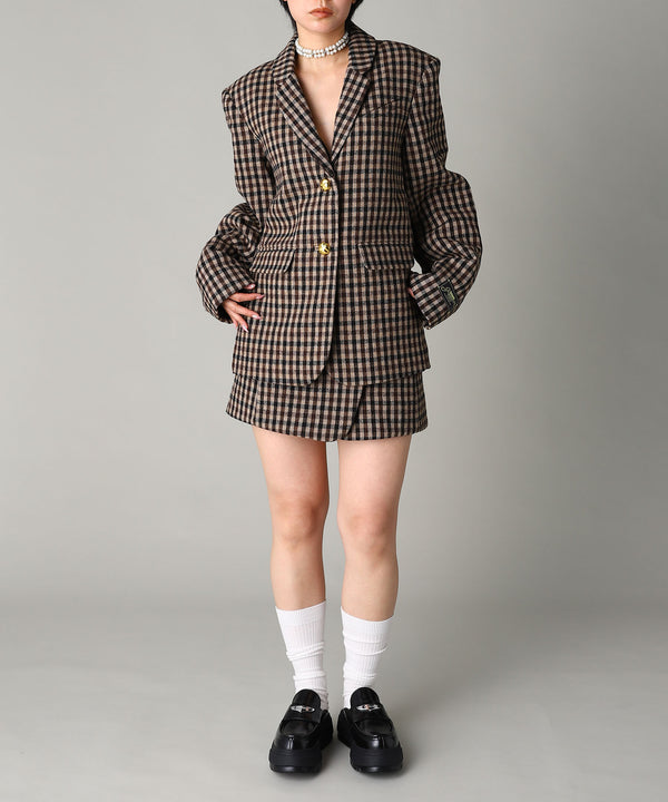 Check Wool Mix Skirt-GANNI-Forget-me-nots Online Store