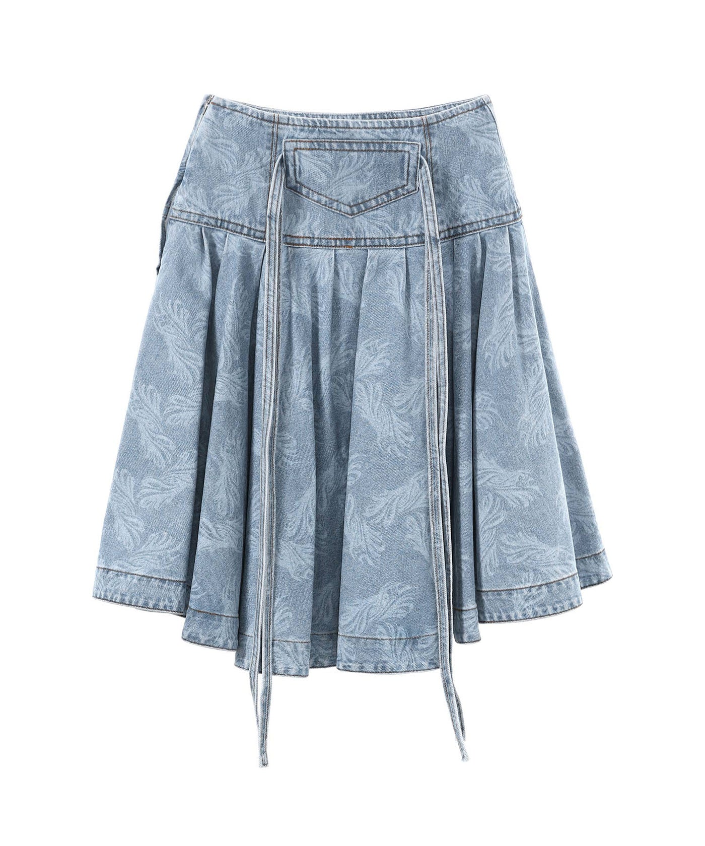 Blue Allover Printed Flare Denim Long Sk｜ウェルダン(WE11DONE