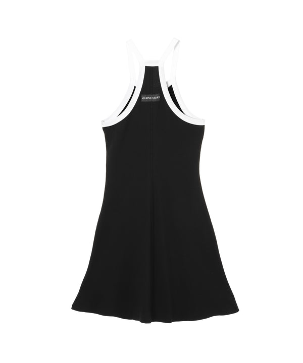 Organic Cotton Rib 2X2 Flared Dress-Marine Serre-Forget-me-nots Online Store