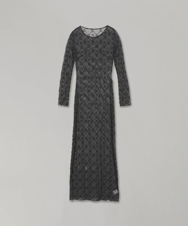 Moonogram Mesh Flock Long Dress W-Marine Serre-Forget-me-nots Online Store