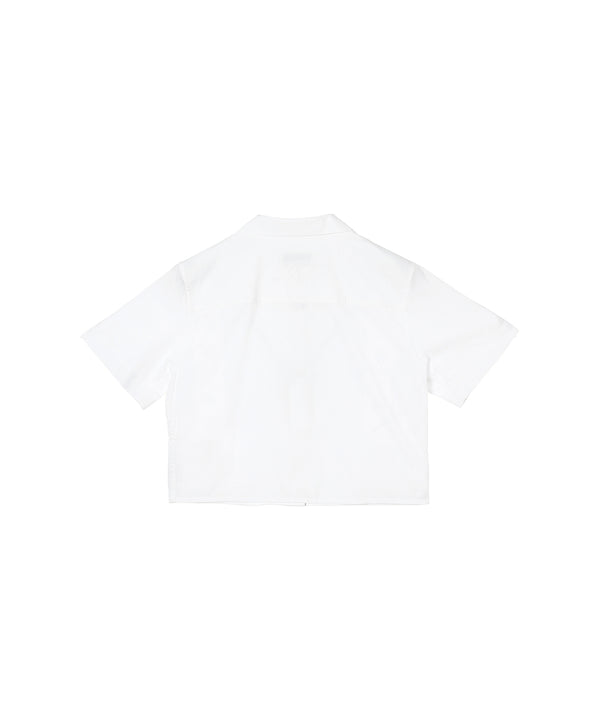 Regenerated Household Linen Cropped Shirt-Marine serre-Forget-me-nots Online Store