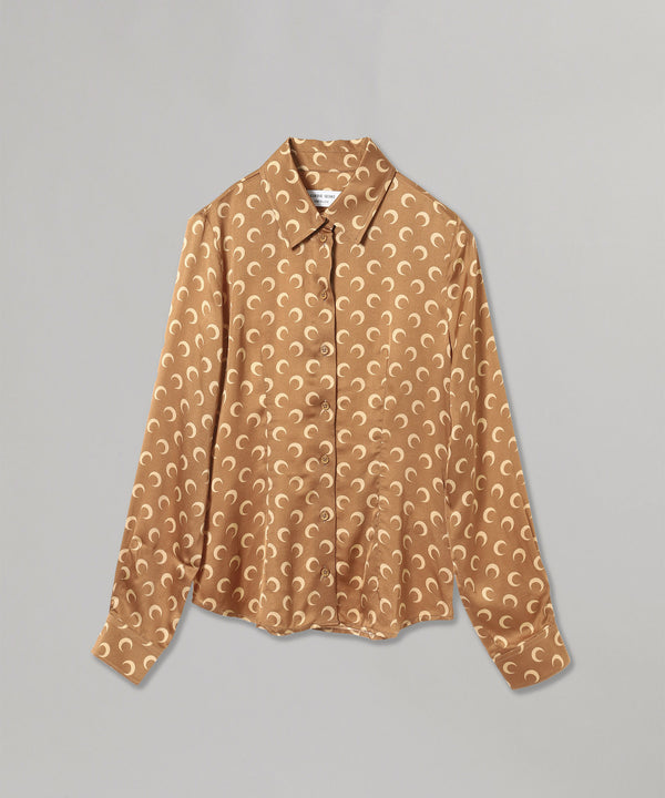 Moon Printed Flou Shirt Blouse-Marine Serre-Forget-me-nots Online Store