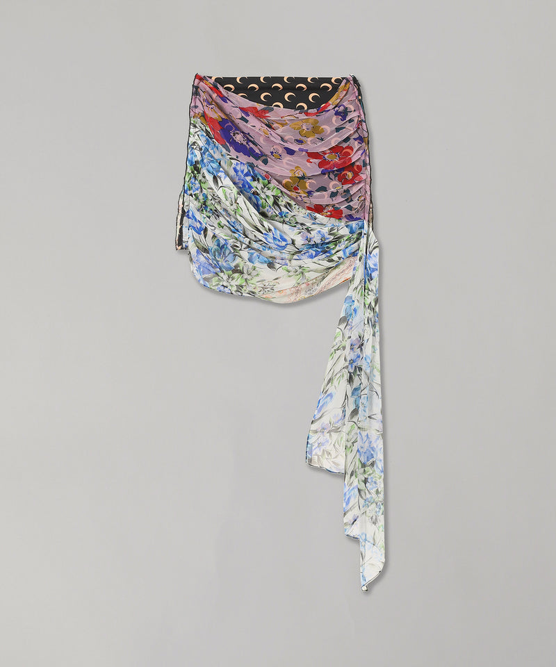 Upcycled Silk Scarves Draped Skirt-Marine Serre-Forget-me-nots Online Store