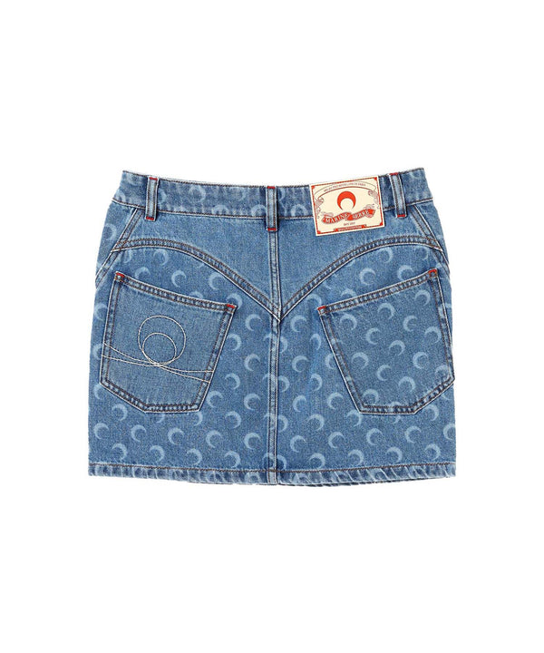 Moon Laser Denim Mini Skirt-Marine Serre-Forget-me-nots Online Store