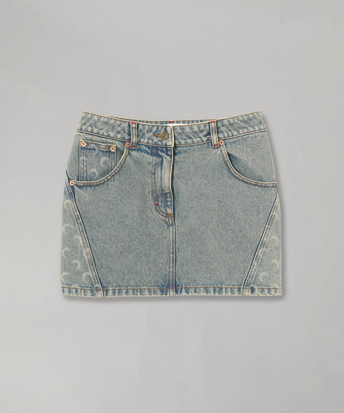 Moon Laser Denim Mini Skirt-Marine Serre-Forget-me-nots Online Store
