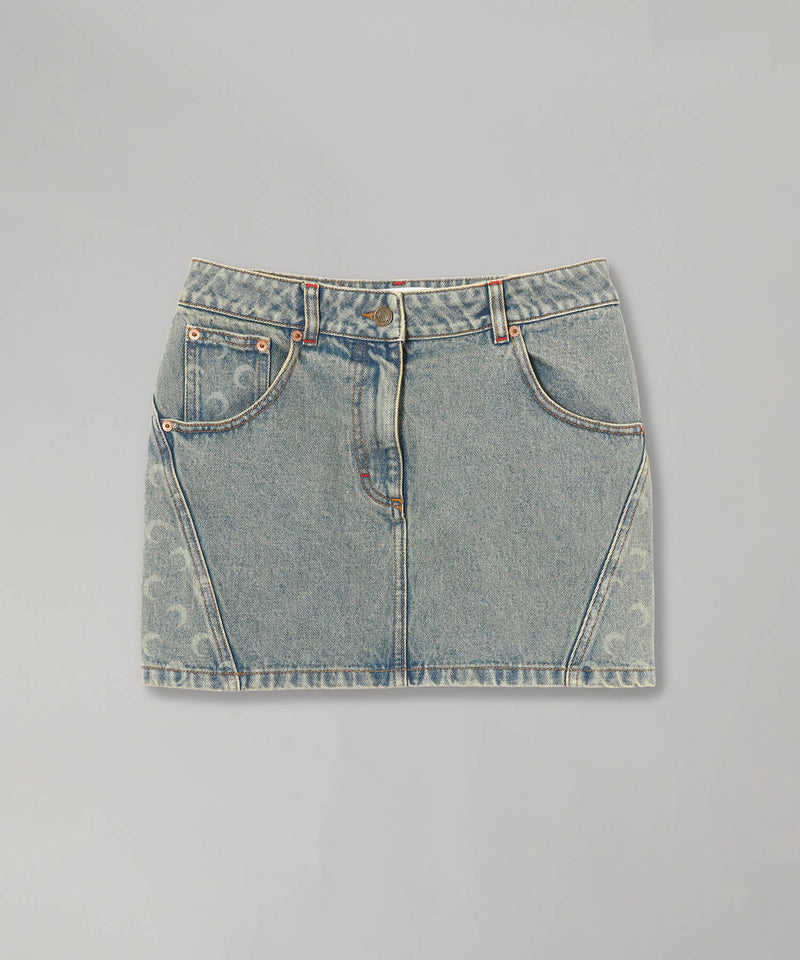 Moon Laser Denim Mini Skirt-Marine Serre-Forget-me-nots Online Store