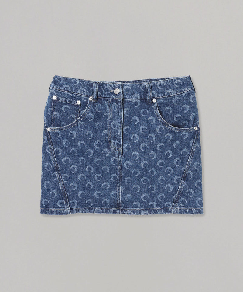 Deadstock Denim Mini Skirt-Marine Serre-Forget-me-nots Online Store