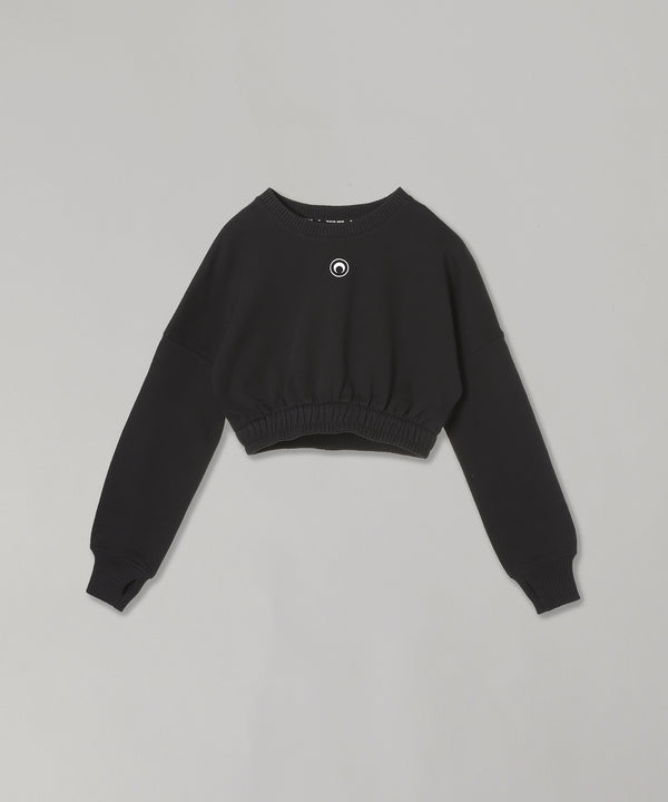 Organic Cotton Fleece Cropped Sweater-Marine serre-Forget-me-nots Online Store