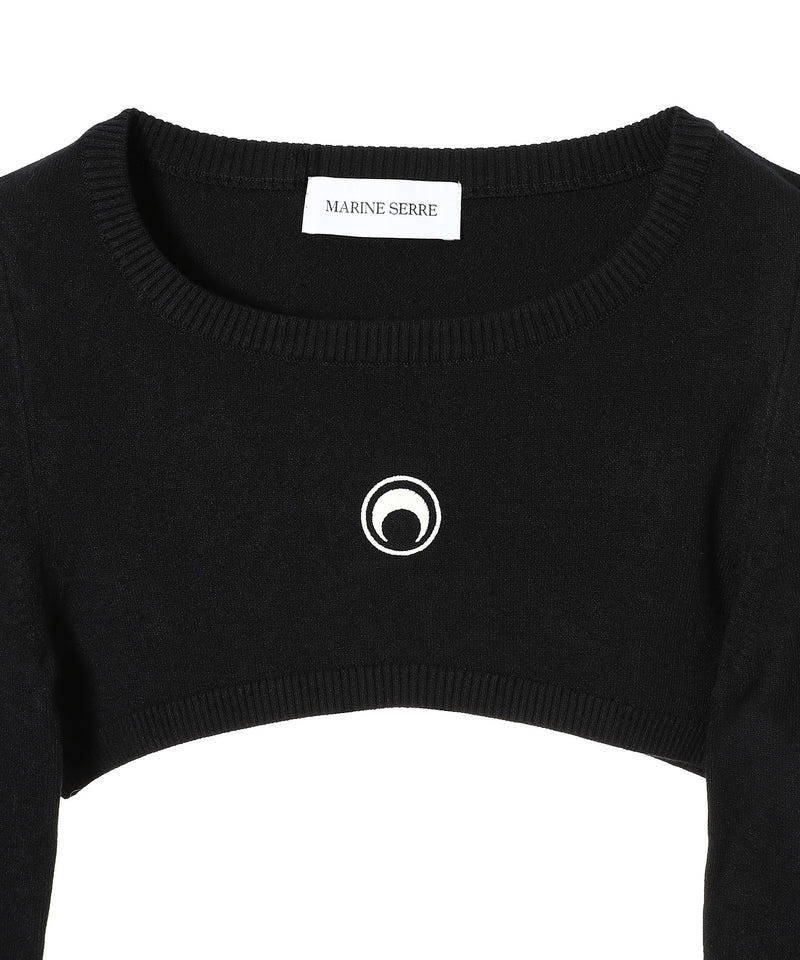 Moon Logo Knit Ultra Cropped Sweater-Marine Serre-Forget-me-nots Online Store