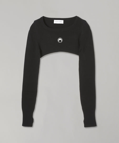 Moon Logo Knit Ultra Cropped Sweater-Marine Serre-Forget-me-nots Online Store