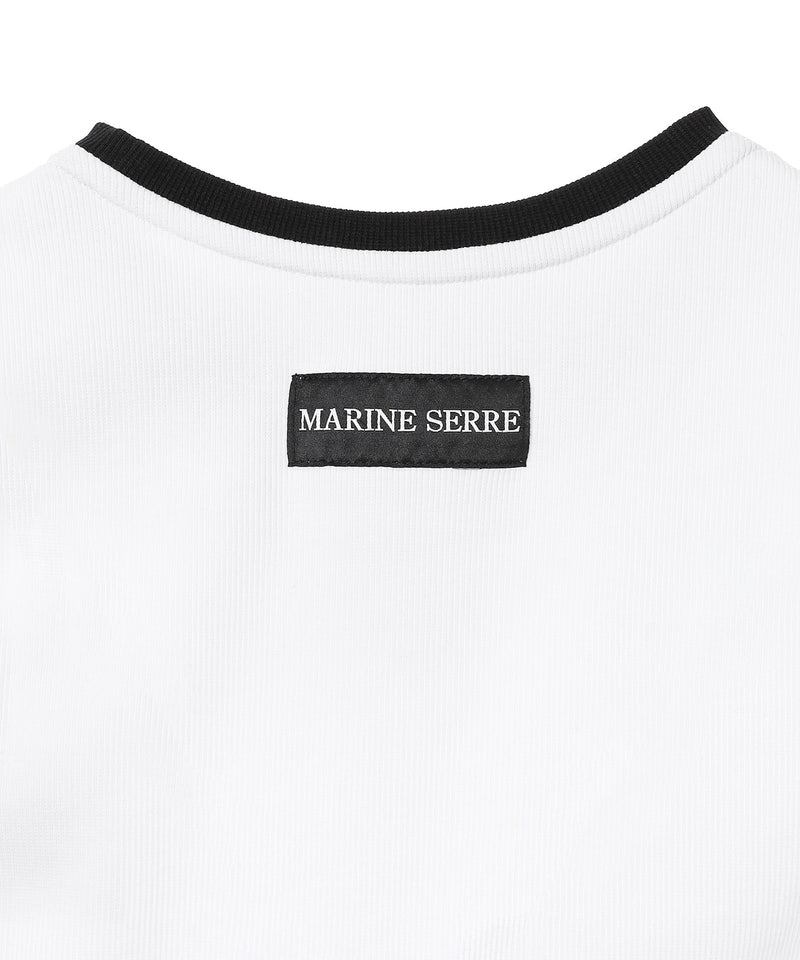 Moon Logo Ribbed Jersey Cropped Top-Marine Serre-Forget-me-nots Online Store