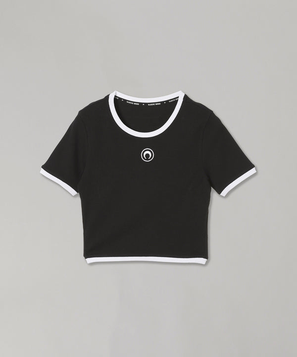 Moon Logo Ribbed Jersey Cropped Top-Marine Serre-Forget-me-nots Online Store