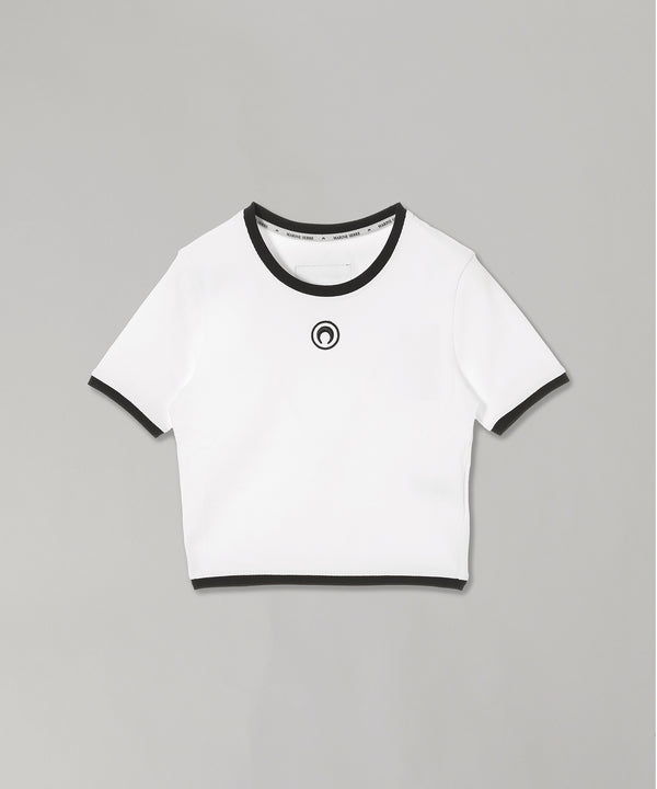 Moon Logo Ribbed Jersey Cropped Top-Marine Serre-Forget-me-nots Online Store