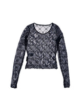 Moonogram Mesh Flock Second Skin Cropped Top-Marine Serre-Forget-me-nots Online Store