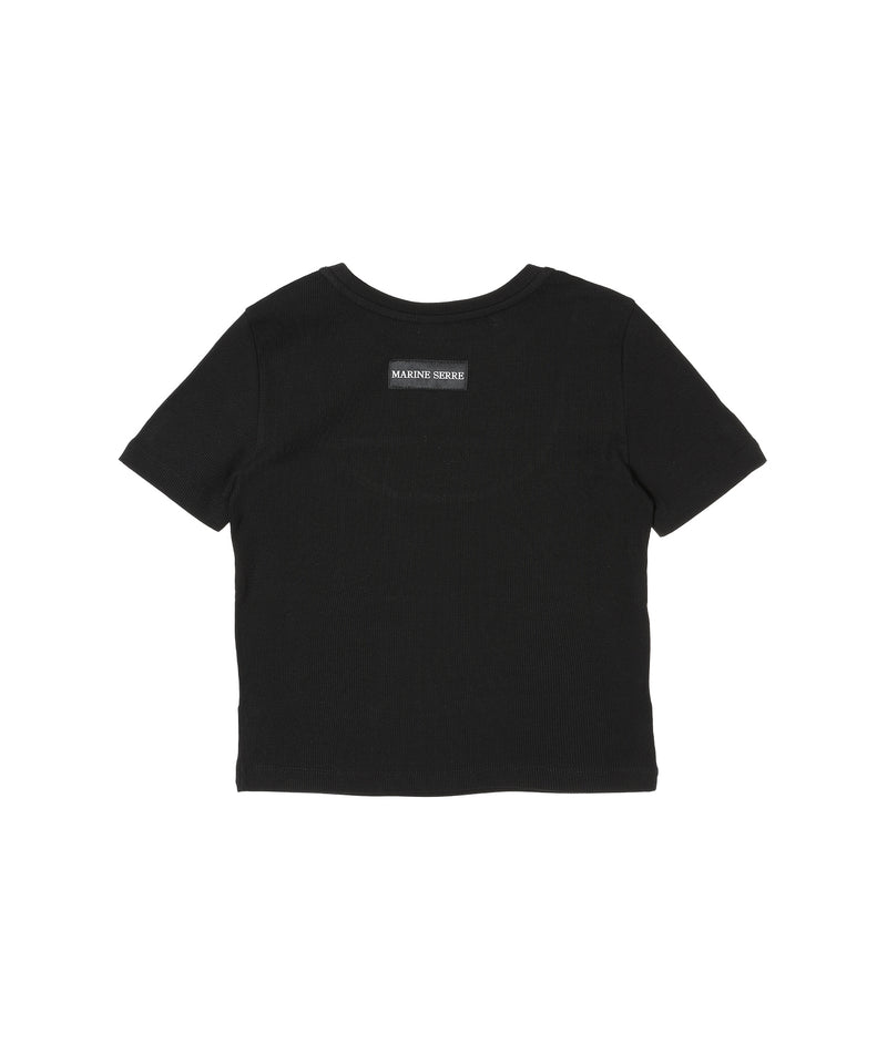 Moon Logo Ribbed Jersey Cut-Out T-Shirt-Marine Serre-Forget-me-nots Online Store