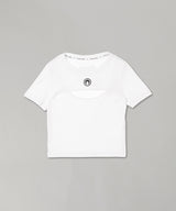 Moon Logo Ribbed Jersey Cut-Out T-Shirt-Marine Serre-Forget-me-nots Online Store