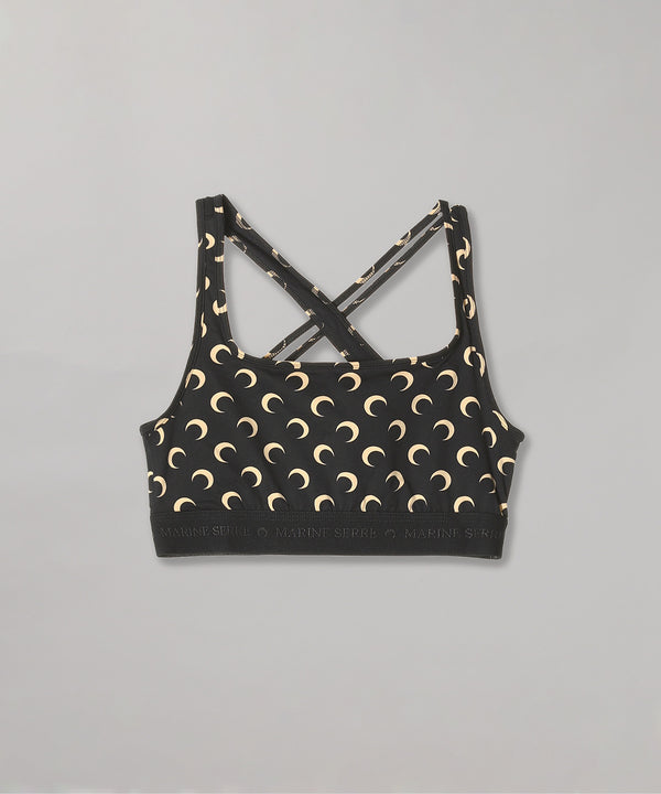 マリーンセルのアイコン的三日月のテキスタイル柄のスポーツブラトップ