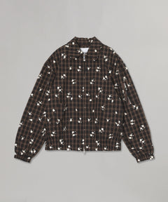 Yarn Dyed Check Flower Bomber-GANNI-Forget-me-nots Online Store
