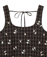 Yarn Dyed Check U-neck Mini Dress