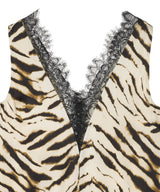 Printed Stretch Satin V-Neck M