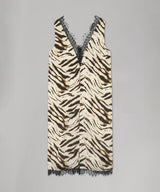 Printed Stretch Satin V-Neck M
