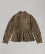 Crinkled Taffeta Check Peplum