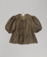 Crinkled Taffeta Check Peplum