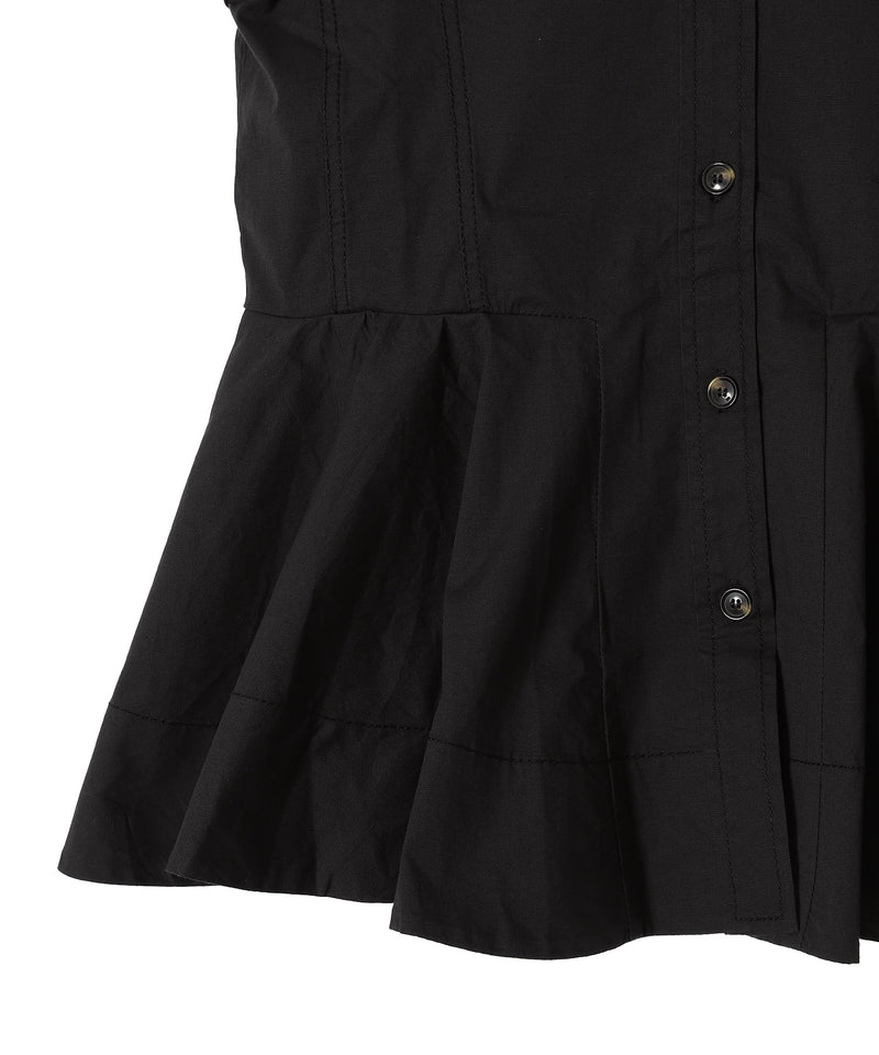 新品未使用GANNI ガニー　ピーターパンカラー　ノースリーブ　ポプリンブラウス GANNI(ガニー)｜Stretch Cotton ピーターパン カラー シャツ/ブラック