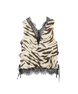 Printed Stretch Satin V-Neck L