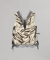 Printed Stretch Satin V-Neck L
