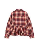 Cotton Flannel Check Peplum Shirt