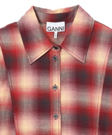 Cotton Flannel Check Peplum Shirt