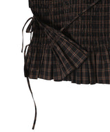 Yarn Dyed Check Smocked Tie String Top