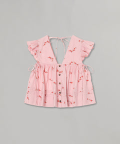 Printed Stretch Cotton Angel Sleeve Blouse-GANNI-Forget-me-nots Online Store