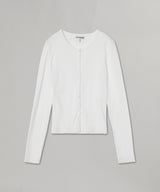 Compact Pointelle Rib Jersey Ls Button Top-GANNI-Forget-me-nots Online Store